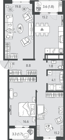 
  Продается 3-комн. квартира 84.8 м², в ЖК Все Свои ВИП, литер 7. Фото 1.