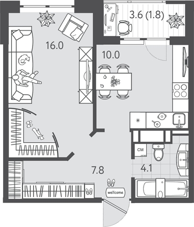 
  Продается 1-комн. квартира 38.85 м², в ЖК Все Свои ВИП, литера 6. Фото 1.