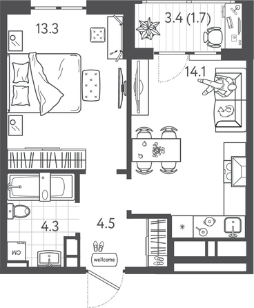 
  Продается 1-комн. квартира 37.75 м², в ЖК Все Свои ВИП, литера 6. Фото 1.