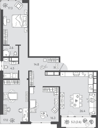 
  Продается 3-комн. квартира 101.55 м², в ЖК Все Свои ВИП, литера 6. Фото 1.