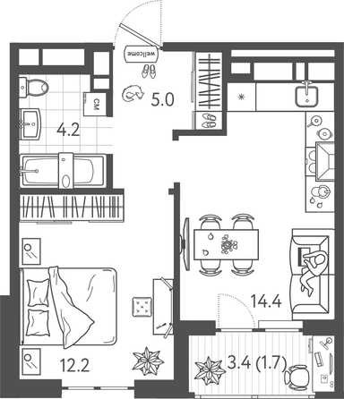 
  Продается 1-комн. квартира 37.45 м², в ЖК Все Свои ВИП, литера 6. Фото 1.