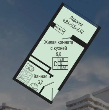 
  Продается студия 17 м². Фото 1.