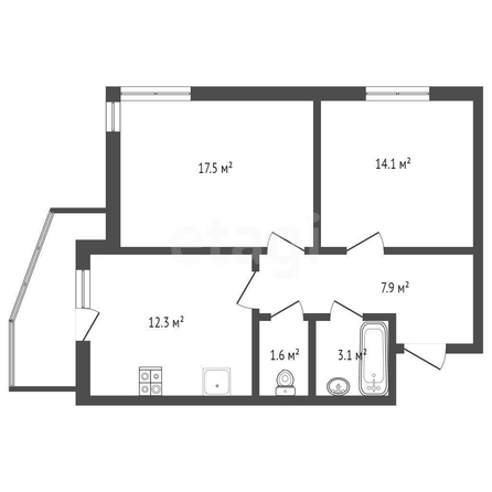 
  Продается 2-комн. квартира 59.2 м². Фото 1.