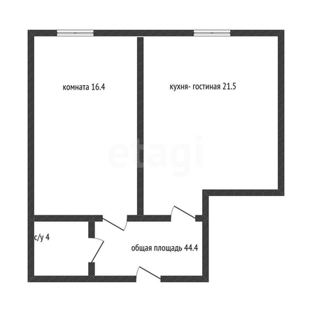 
  Продается 1-комн. квартира 44.4 м². Фото 1.