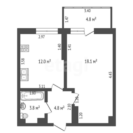 
  Продается 1-комн. квартира 39.4 м². Фото 1.