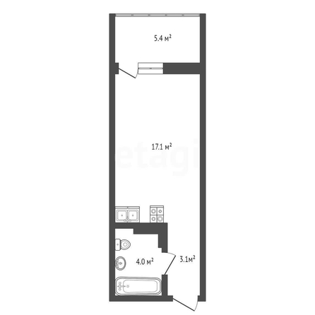 
  Продается студия 25.1 м², в МКР Любимово, 16 квартал литер 2. Фото 1.
