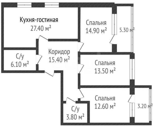 
  Продается 3-комн. квартира 93.7 м². Фото 1.