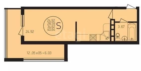 
  Продается студия 28.3 м². Фото 3.