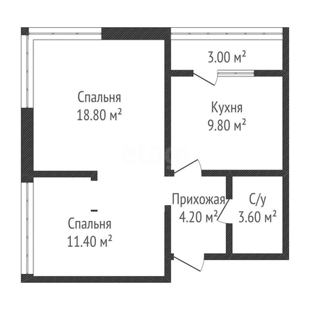 
  Продается 2-комн. квартира 47.8 м², в ЖК Самолет, литера 30. Фото 1.