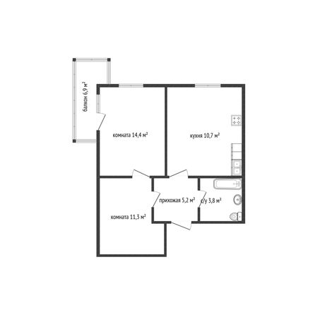 
  Продается 2-комн. квартира 45.4 м², в ЖК Отражение, 2 очередь литера 3. Фото 3.