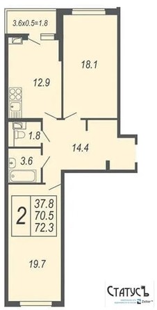 
   Продам 2-комнатную, 72 м², Адмиралтейский б-р, 3 к.3

. Фото 1.