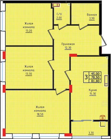 
   Продам 3-комнатную, 81.8 м², Суворов, дом 6

. Фото 2.