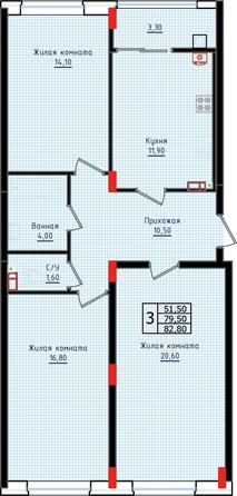 
   Продам 3-комнатную, 82.8 м², Суворов, дом 6

. Фото 2.