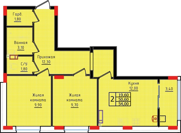 
   Продам 2-комнатную, 54 м², Суворов, дом 6

. Фото 2.
