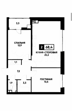 
  Продается 2-комн. квартира, 69 м², Андрея Голуба ул, д. 16к3
. Фото 4.
