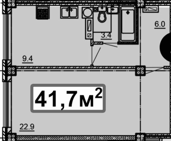 
   Продам 1-комнатную, 41.7 м², Мира ул

. Фото 3.