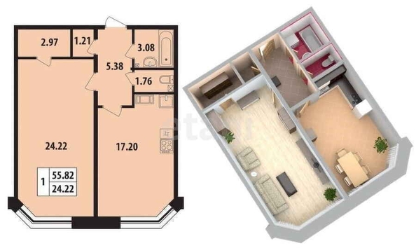 
   Продам 2-комнатную, 55 м², Октябрьская ул, 229

. Фото 21.