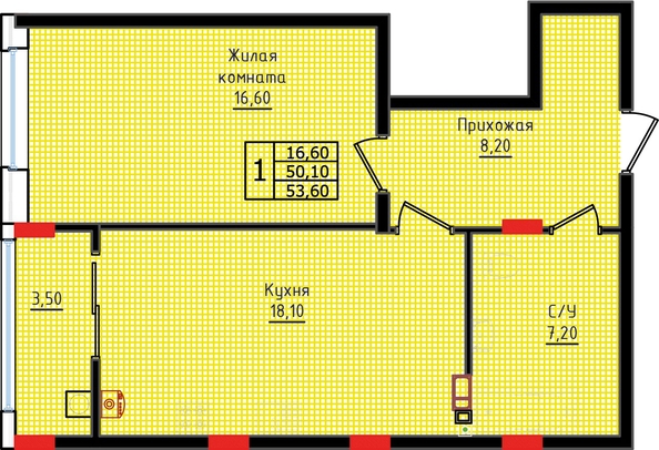 
  Продается 1-комн. квартира 53 м², в ЖК Суворов, дом 6. Фото 2.