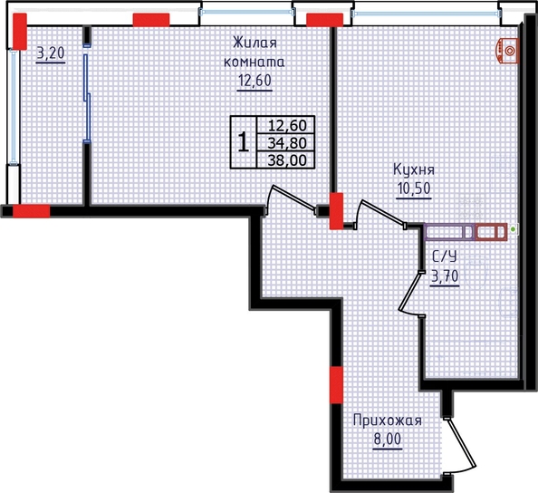
  Продается 1-комн. квартира 38 м², в ЖК Суворов, дом 6. Фото 2.