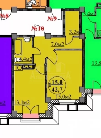 
  Продается 1-комн. квартира 42.7 м². Фото 7.
