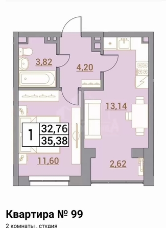 
  Продается 1-комн. квартира 35 м². Фото 2.