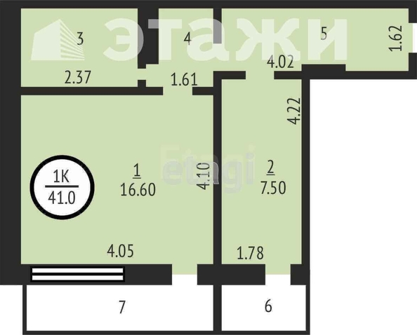 
   Продам 1-комнатную, 32 м², Пушкина ул, 55/10

. Фото 6.