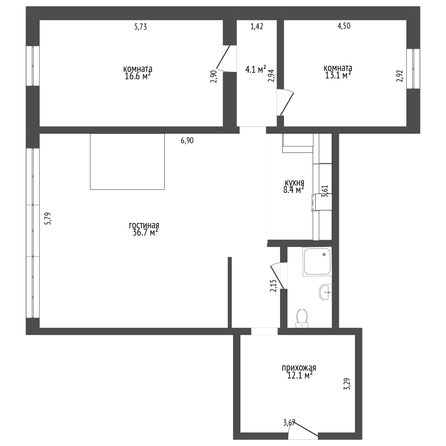 
   Продам 3-комнатную, 60 м², Ашихина ул, 5

. Фото 12.