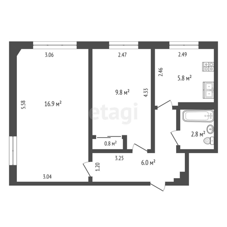 
   Продам 2-комнатную, 50.2 м², Чехова ул, 79/1

. Фото 19.