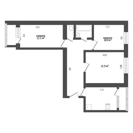 
   Продам 3-комнатную, 51 м², Мира ул, 332

. Фото 9.