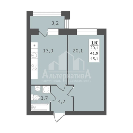 
  Продается 1-комн. квартира, 45.1 м², Им. Рыбникова ул
. Фото 2.
