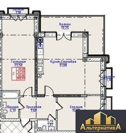 
  Продается 2-комн. квартира, 100 м², Виноградная ул
. Фото 4.