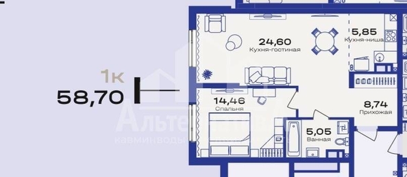 
   Продам 1-комнатную, 58.7 м², Широкая ул

. Фото 3.