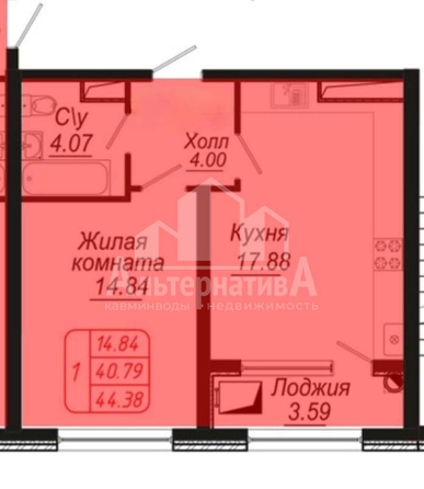 
  Продается 1-комн. квартира, 44.4 м², 40 лет Октября ул
. Фото 11.