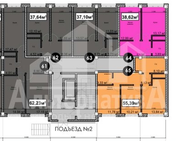 
  Продается 2-комн. квартира, 55.39 м², Благодатная ул
. Фото 6.