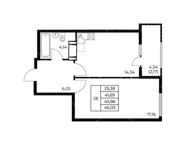 
  Продается 1-комн. квартира 46.03 м², в ЖК Звезда Столицы 2. Фото 1.