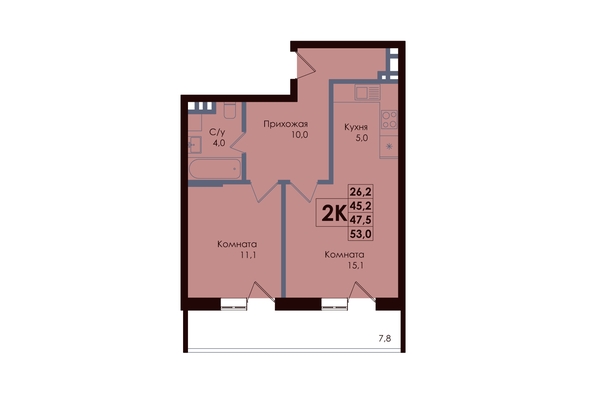 
  Продается 2-комн. квартира 48.52 м², в ЖК Академия, 1 этап. Фото 1.
