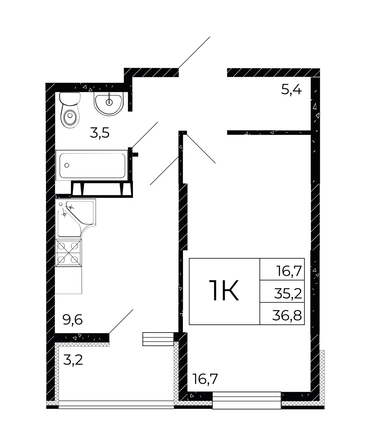 
  Продается 1-комн. квартира 36.25 м², в ЖК Флора, литера 2.2. Фото 1.