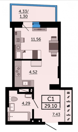 
  Продается студия 29 м². Фото 6.