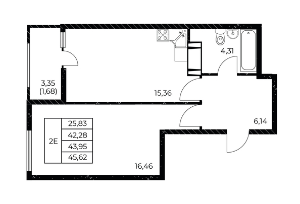
  Продается 1-комн. квартира 45.62 м², в ЖК Звезда Столицы 2. Фото 1.