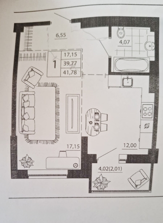 
  Продается 1-комн. квартира 41.78 м², в ЖК Линии. Фото 13.