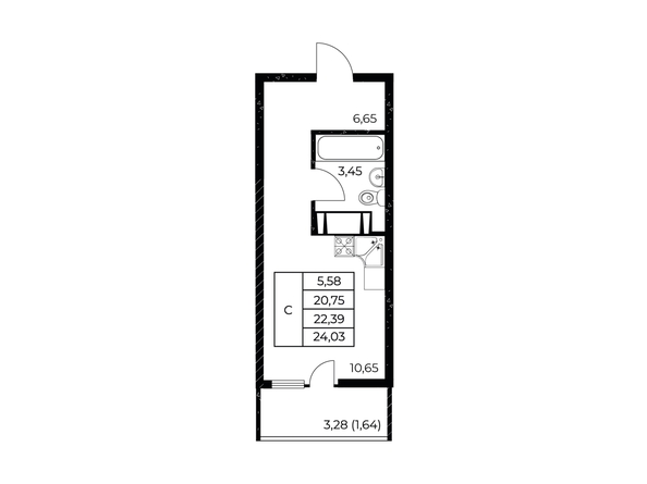 
  Продается студия 24.03 м², в ЖК Звезда Столицы 2. Фото 1.