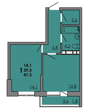 
  Продается 1-комн. квартира 41.3 м², в ЖК Грей, кв-л 11-3. Фото 1.