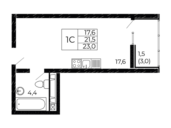 
  Продается студия 23.55 м². Фото 1.