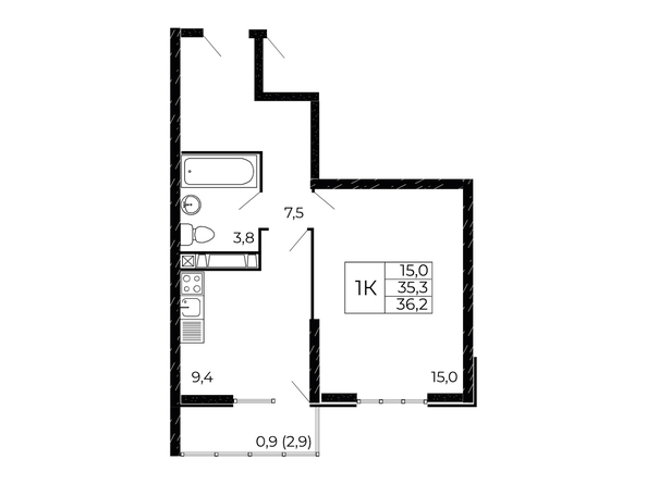 
  Продается 1-комн. квартира 36.5 м². Фото 1.