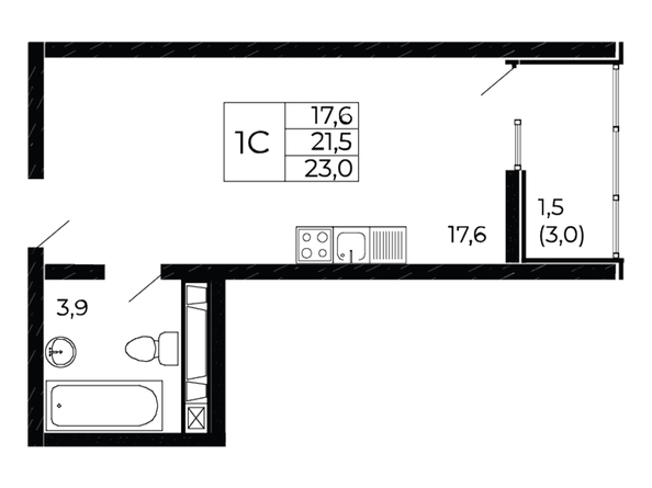 
  Продается студия 23.55 м², в ЖК Западные Аллеи, литера 6.3. Фото 1.