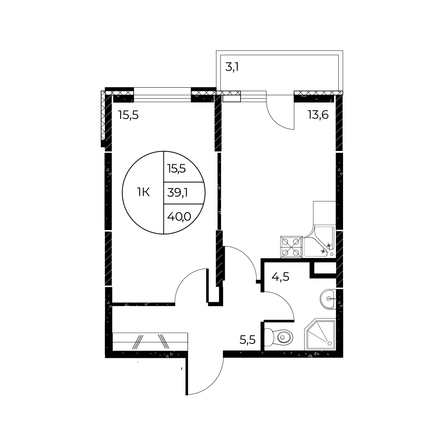 
  Продается 1-комн. квартира 40 м², в ЖК Панорама на Театральном, литера 1. Фото 1.