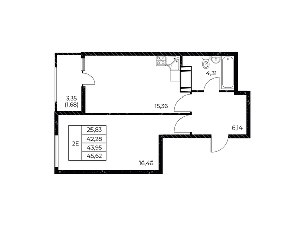 
  Продается 1-комн. квартира 45.62 м², в ЖК Звезда Столицы 2. Фото 1.