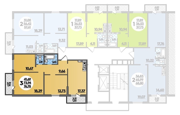 
   Продам 3-комнатную, 76.78 м², Уланская ул, 17 ст2

. Фото 1.