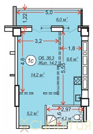 
   Продам 1-комнатную, 40 м², 

. Фото 2.