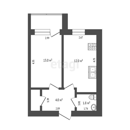 
   Продам 1-комнатную, 38.3 м², Обсерваторная ул, 104/3

. Фото 1.